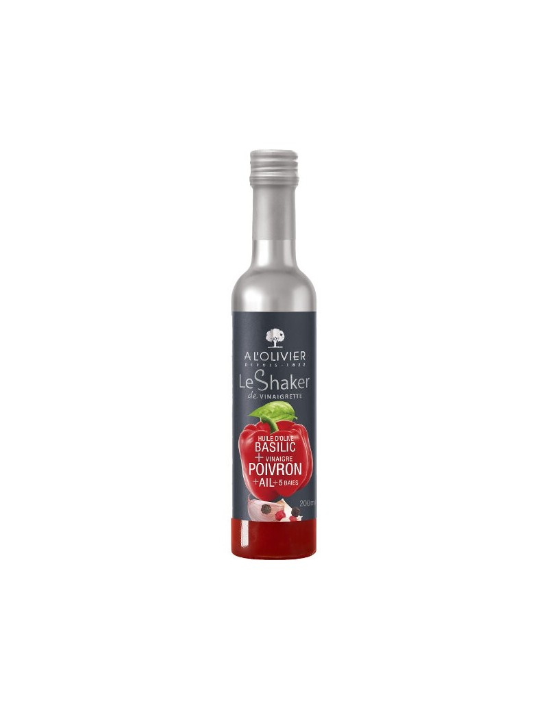 Shaker Olijfolie Basilicum & Rode Paprika azijn & Look & 5 Bessen 20cl