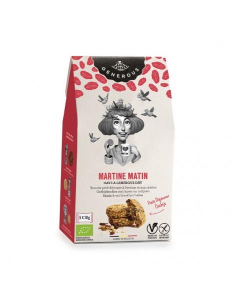 Martine Matin BIO zachte ontbijtkoeken haver & rozijnen  (glutenvrij-vegan) 5x30g