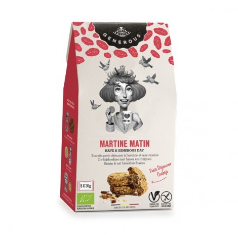 Martine Matin BIO zachte ontbijtkoeken haver & rozijnen  (glutenvrij-vegan) 5x30g