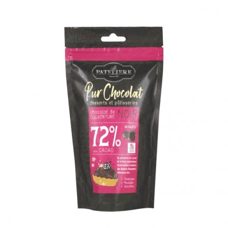 Pastilles zwarte chocolade 72% cacao BIO 200g
