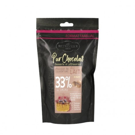 Pastilles melkchocolade voor glazuur van 33% cacao 380g