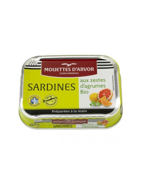 Sardines aux agrumes et à l'huile d'olive bio 115g