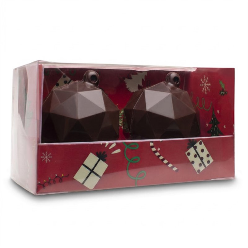 Kerstbal 7cm, zwarte chocolade 2x50g