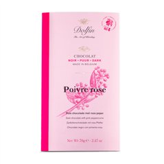 Pure chocolade met roze bessen 70g*