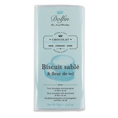 Pure chocolade 60% met zandkoekjes en fleur de sel 70g