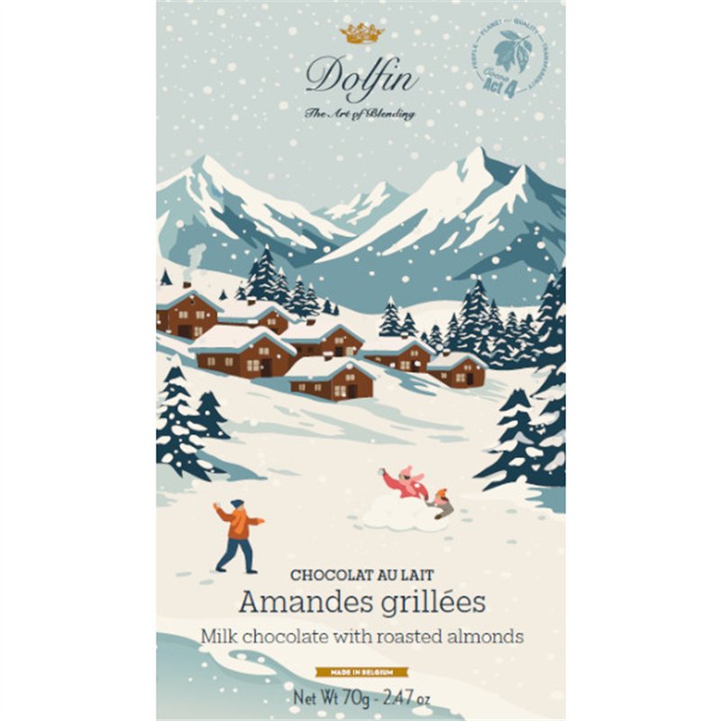 Chocoladereep ‘Vintage Winter’ melkchocolade 37% met geroosterde amandelen 70g