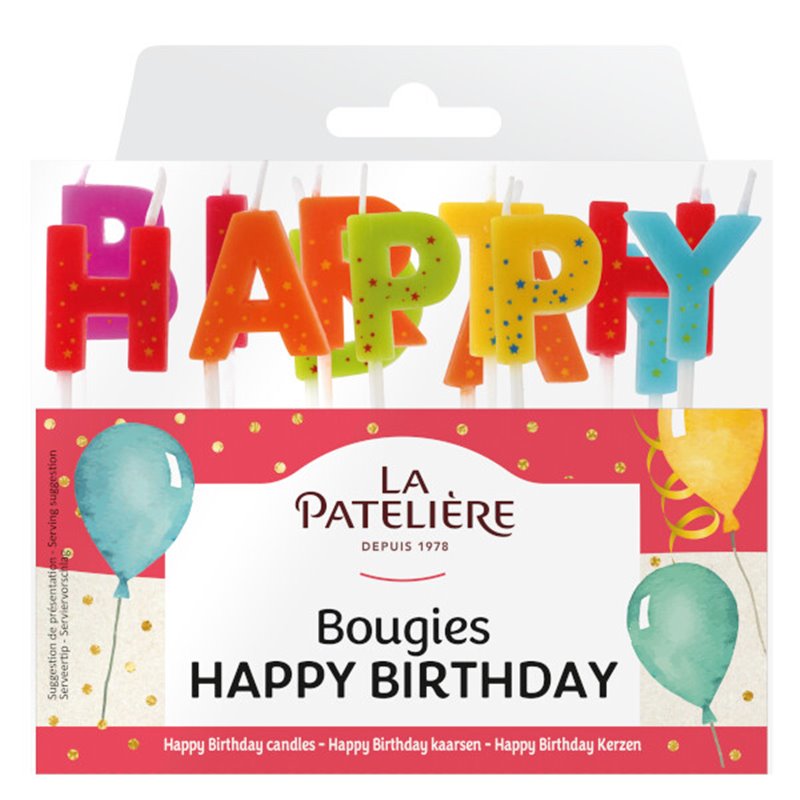 Bougies lettes "happy birthday" 27g