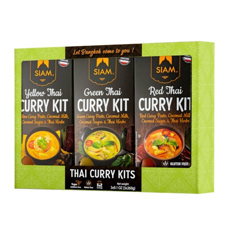 Trio-pack curry cooking set (Vert-Rouge-Jaune) 3x260g