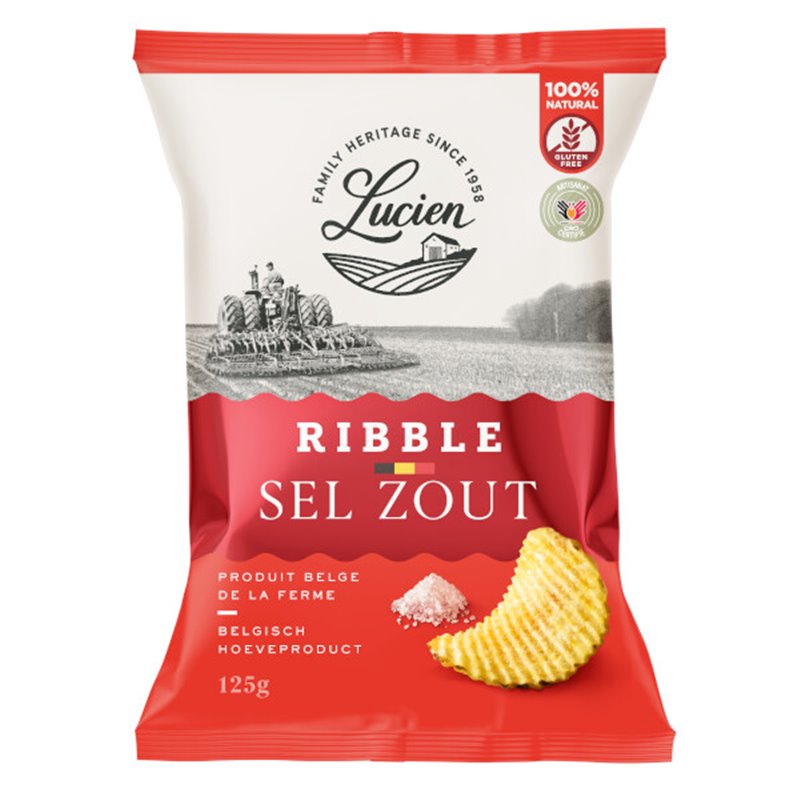 Belgische geribbelde chips zout 125g