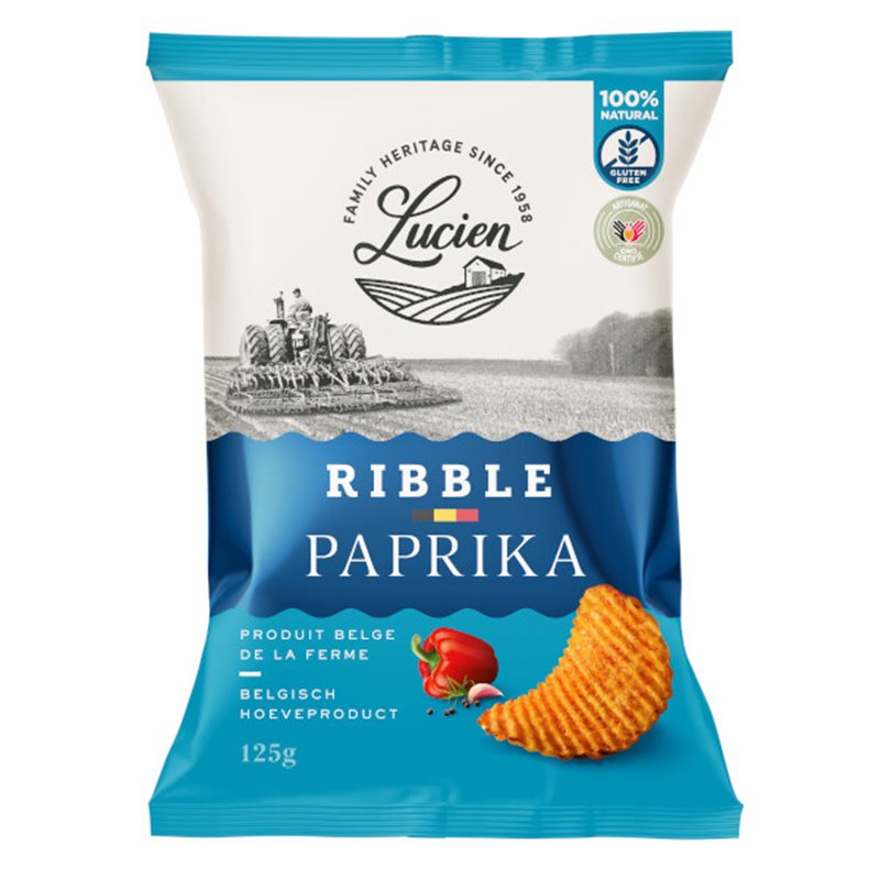 Chips Belge ondulés "Ribbles" paprika 125g