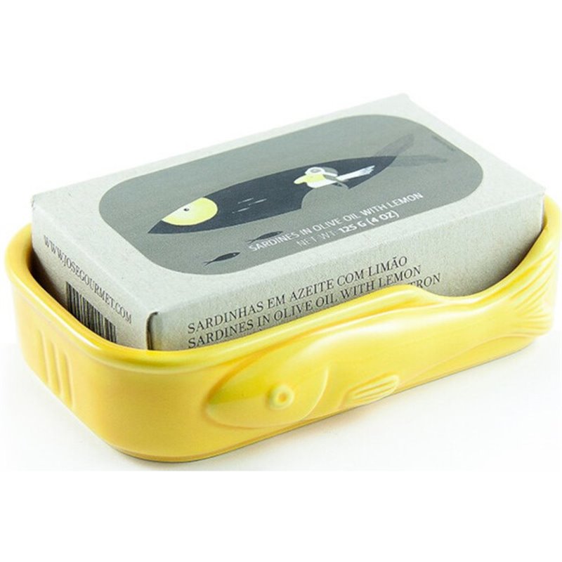 Boîte à sardines en céramique jaune