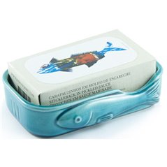 Boîte à sardines en céramique bleue