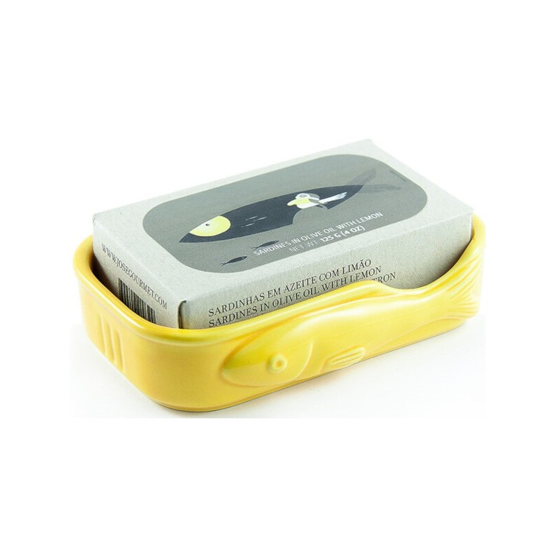 Boîte à sardines en céramique jaune